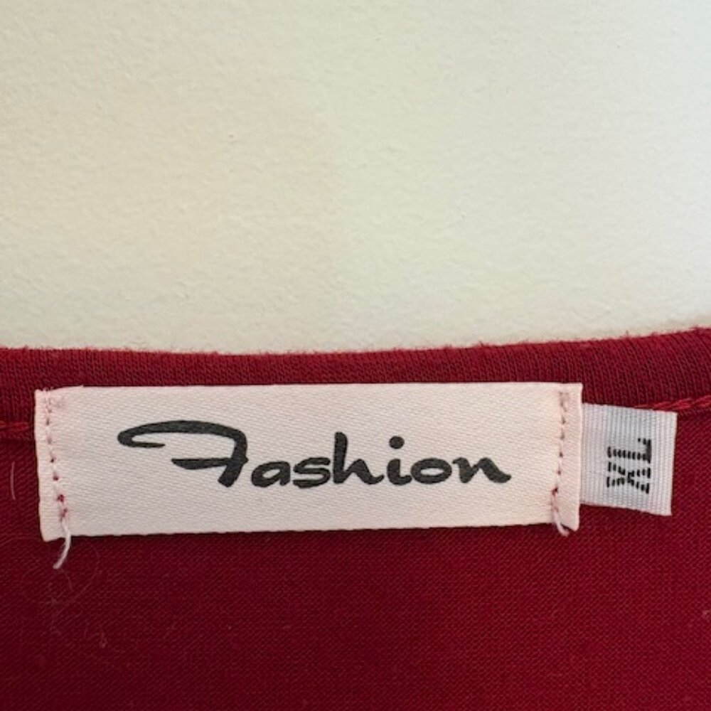 Red Button-Front Long Sleeve Dress - Picture 3 of 4